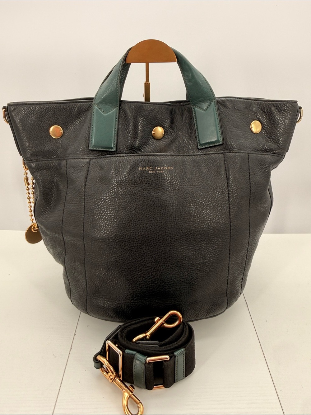 MARC JACOBS Recruit Paratrooper Leather Tote Crossbody Bag Black